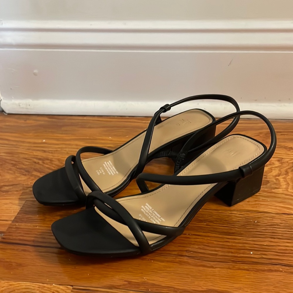 Black Strappy Kitten Heels